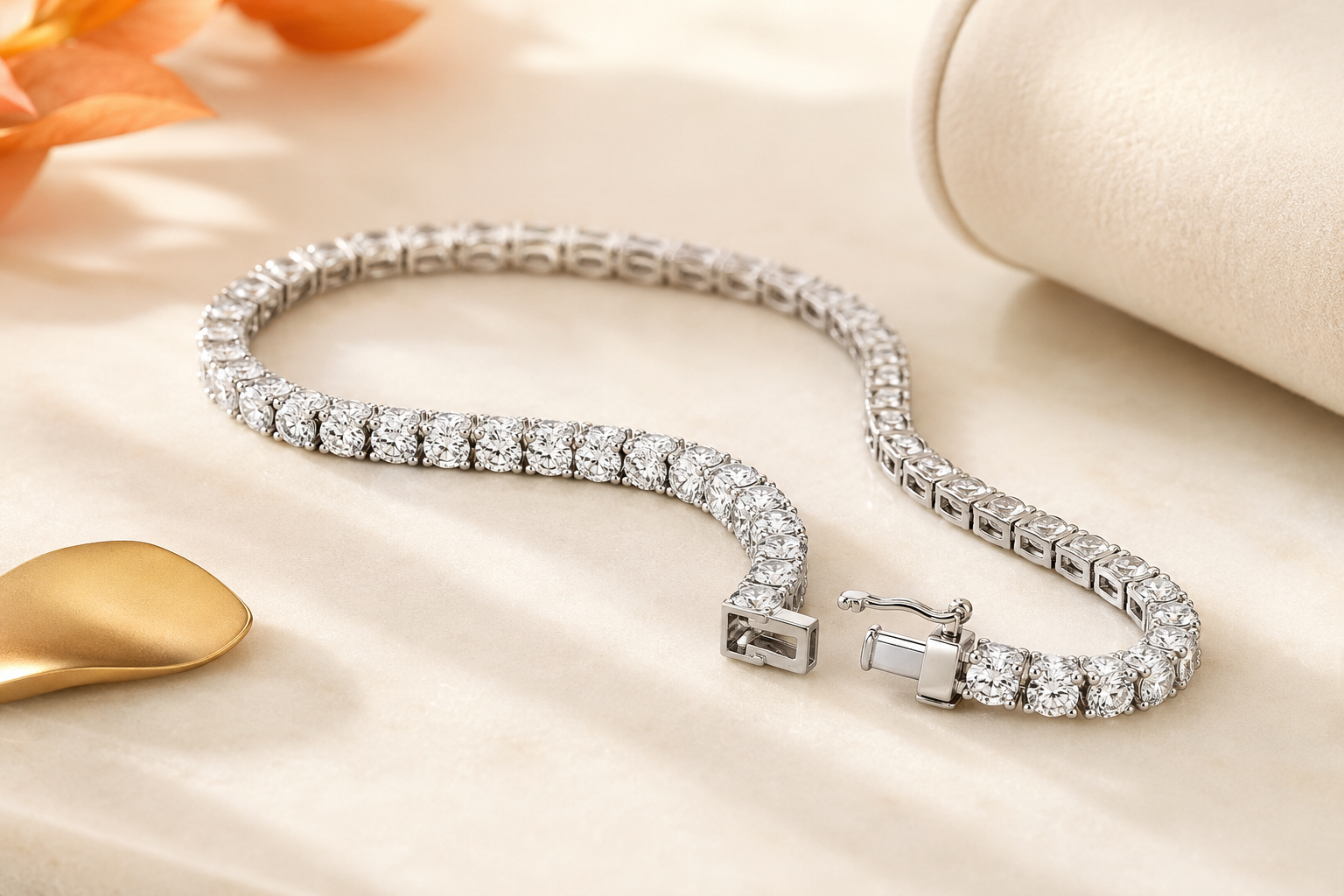 Lab-grown diamond tennis bracelet with flexible links and secure clasp