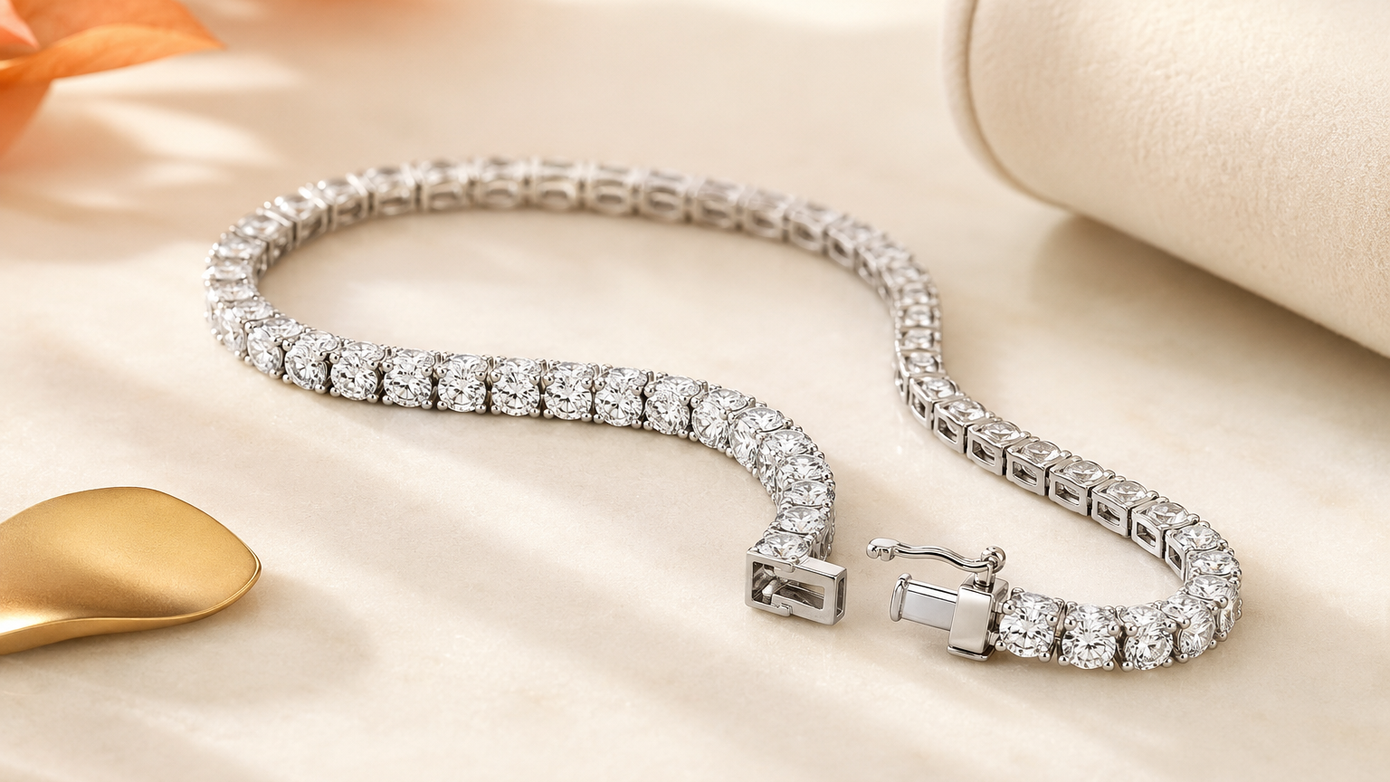 Lab-grown diamond tennis bracelet with flexible links and secure clasp