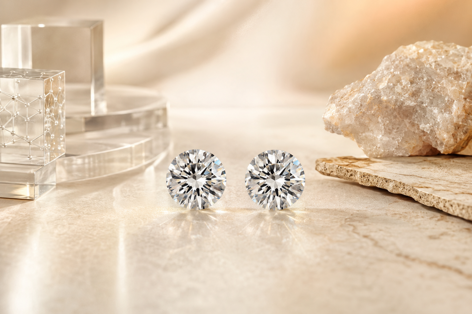 Lab-grown diamonds vs natural diamonds shown with laboratory and natural origin elements