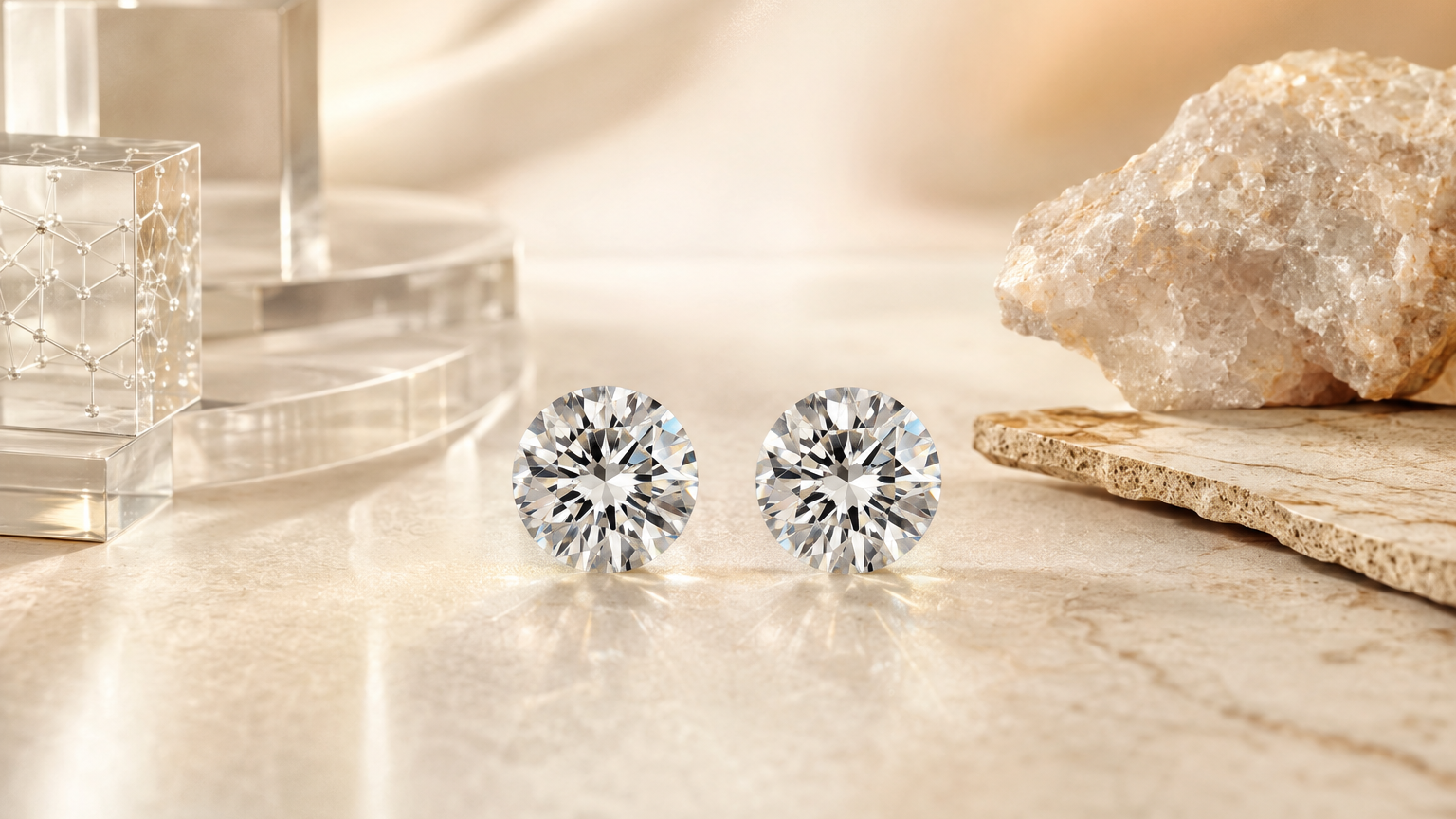Lab-grown diamonds vs natural diamonds shown with laboratory and natural origin elements