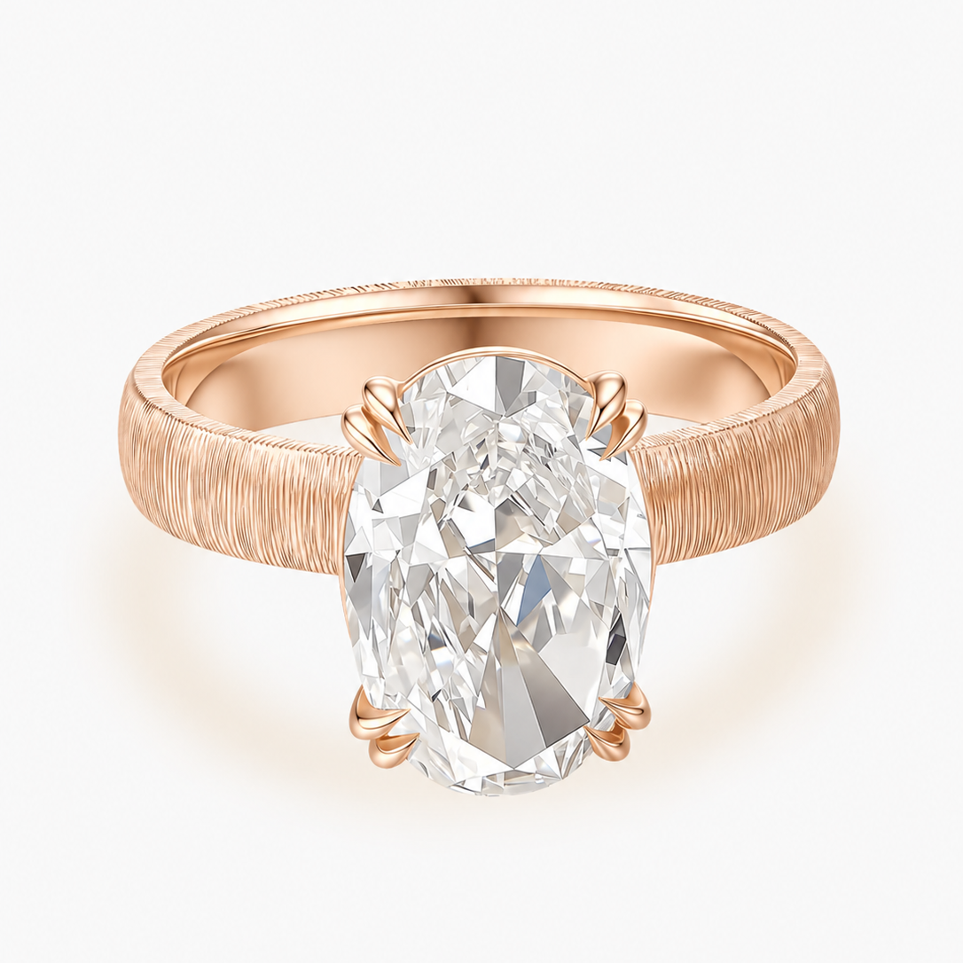 Golden Oval Solitaire Lab-Grown Diamond Engagement Ring