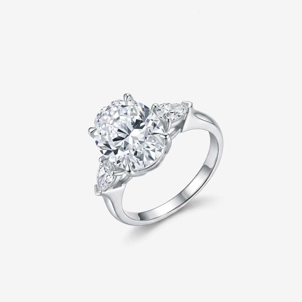 Soft Oval Trio Lab-Grown Diamond Engagement Ring