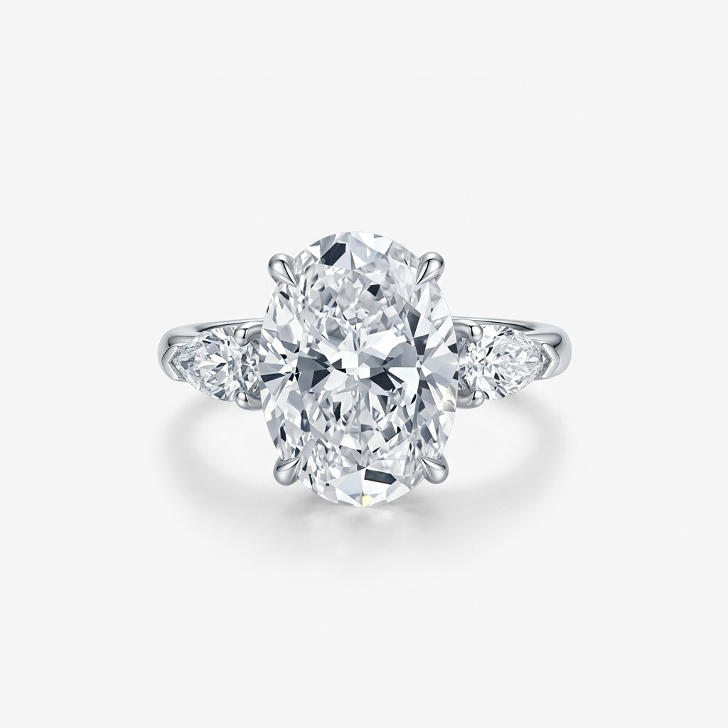 Soft Oval Trio Lab-Grown Diamond Engagement Ring