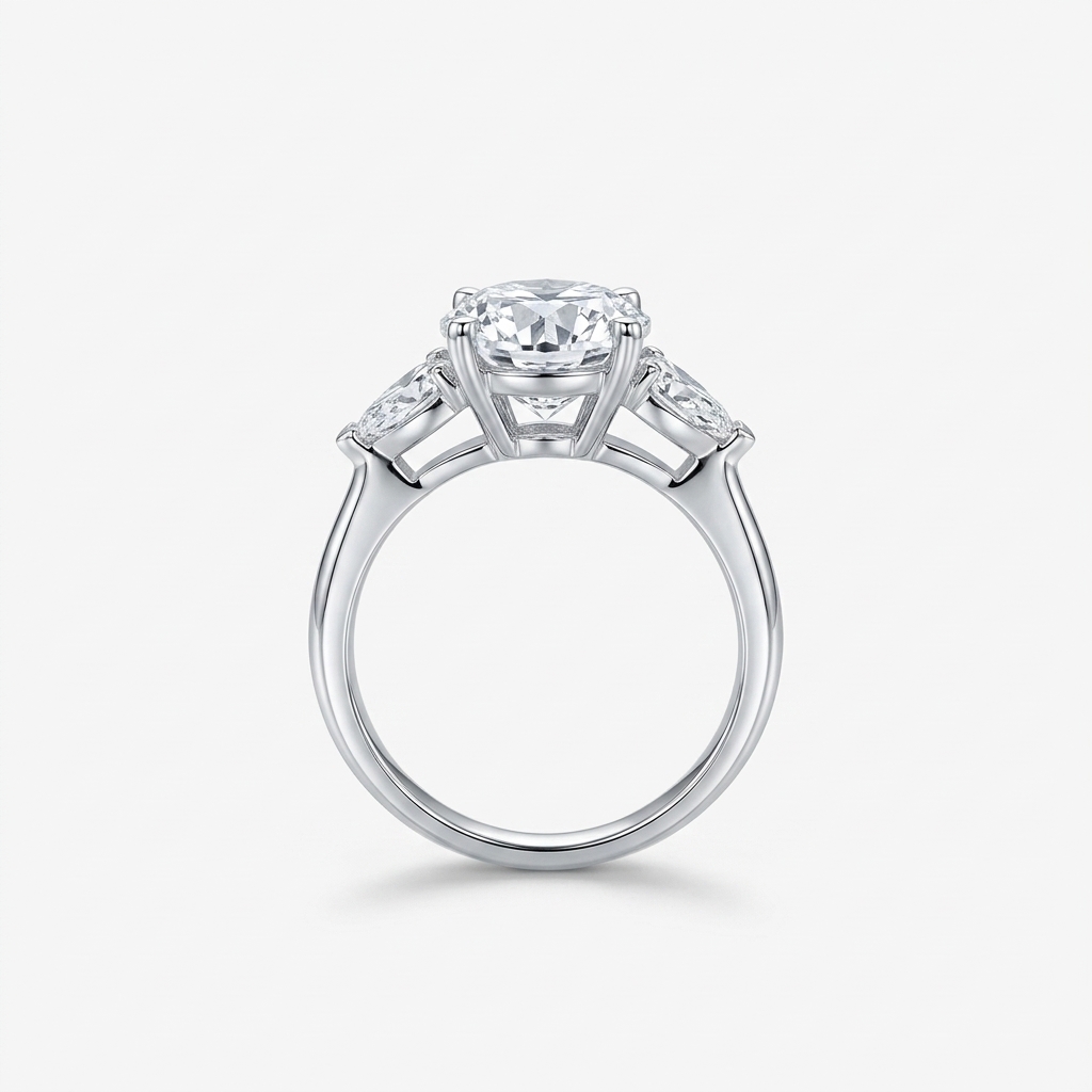 Soft Oval Trio Lab-Grown Diamond Engagement Ring