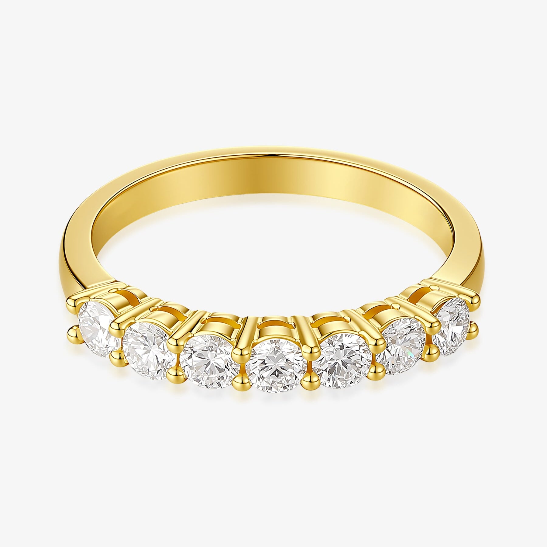 Front view of the Arc Light round lab-grown diamond band ring with a row of round brilliant diamonds