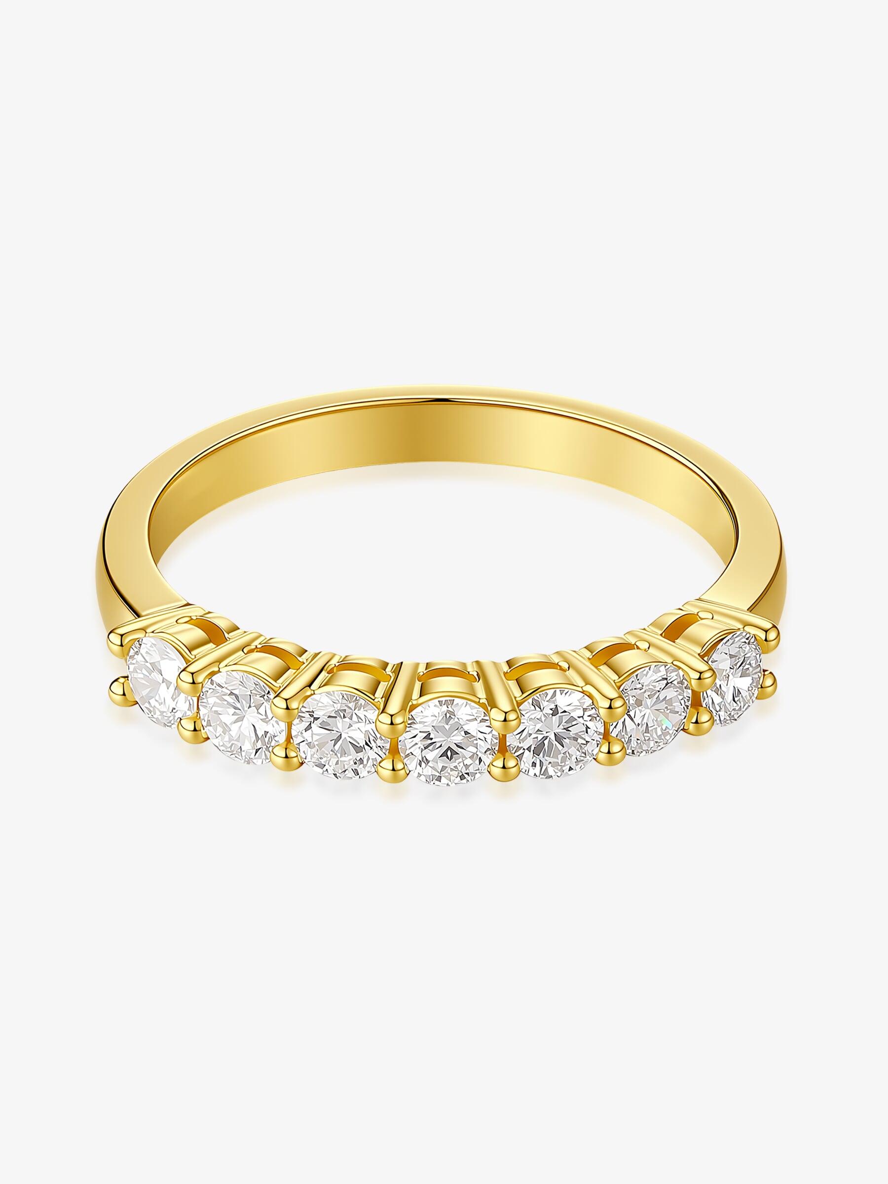 Front view of the Arc Light round lab-grown diamond band ring with a row of round brilliant diamonds