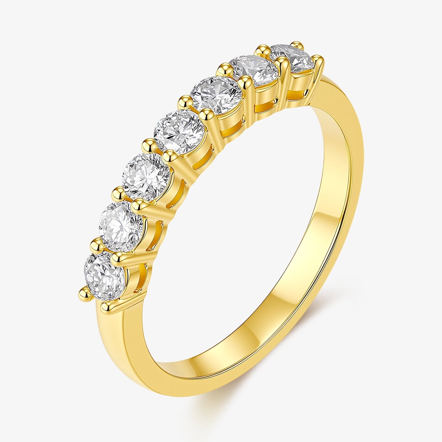 Arc Light round lab-grown diamond band ring with round brilliant diamonds set in a clean row