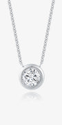 Classic Bezel lab-grown diamond pendant necklace with a round brilliant diamond in a smooth bezel setting