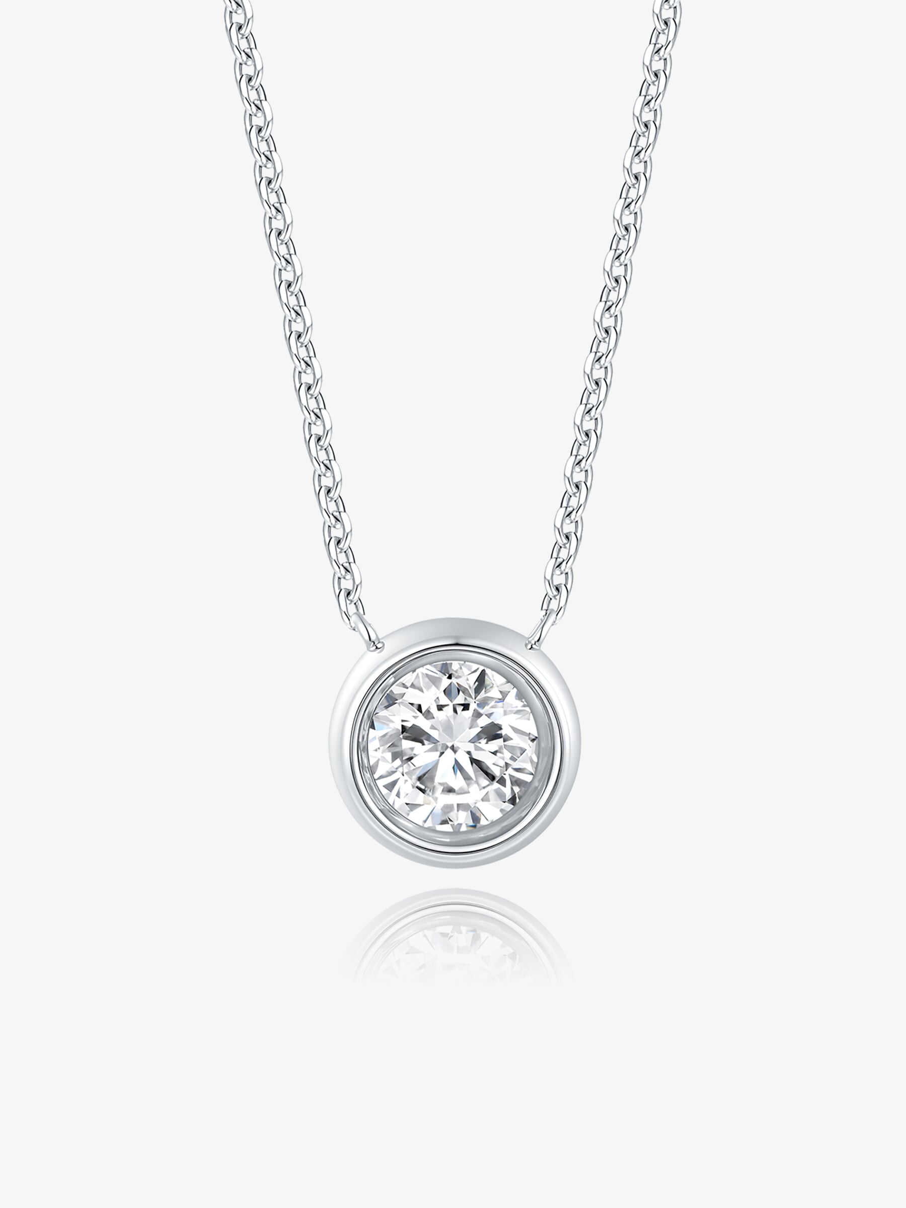 Classic Bezel lab-grown diamond pendant necklace with a round brilliant diamond in a smooth bezel setting