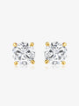Classic Four-Prong round lab-grown diamond stud earrings with round brilliant diamonds in yellow gold settings