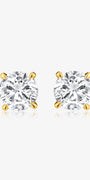Classic Four-Prong round lab-grown diamond stud earrings with round brilliant diamonds in yellow gold settings