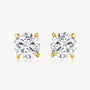 Classic Four-Prong round lab-grown diamond stud earrings with round brilliant diamonds in yellow gold settings