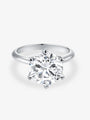 Front view of the Classic Six-Prong round lab-grown diamond engagement ring with a clean solitaire band