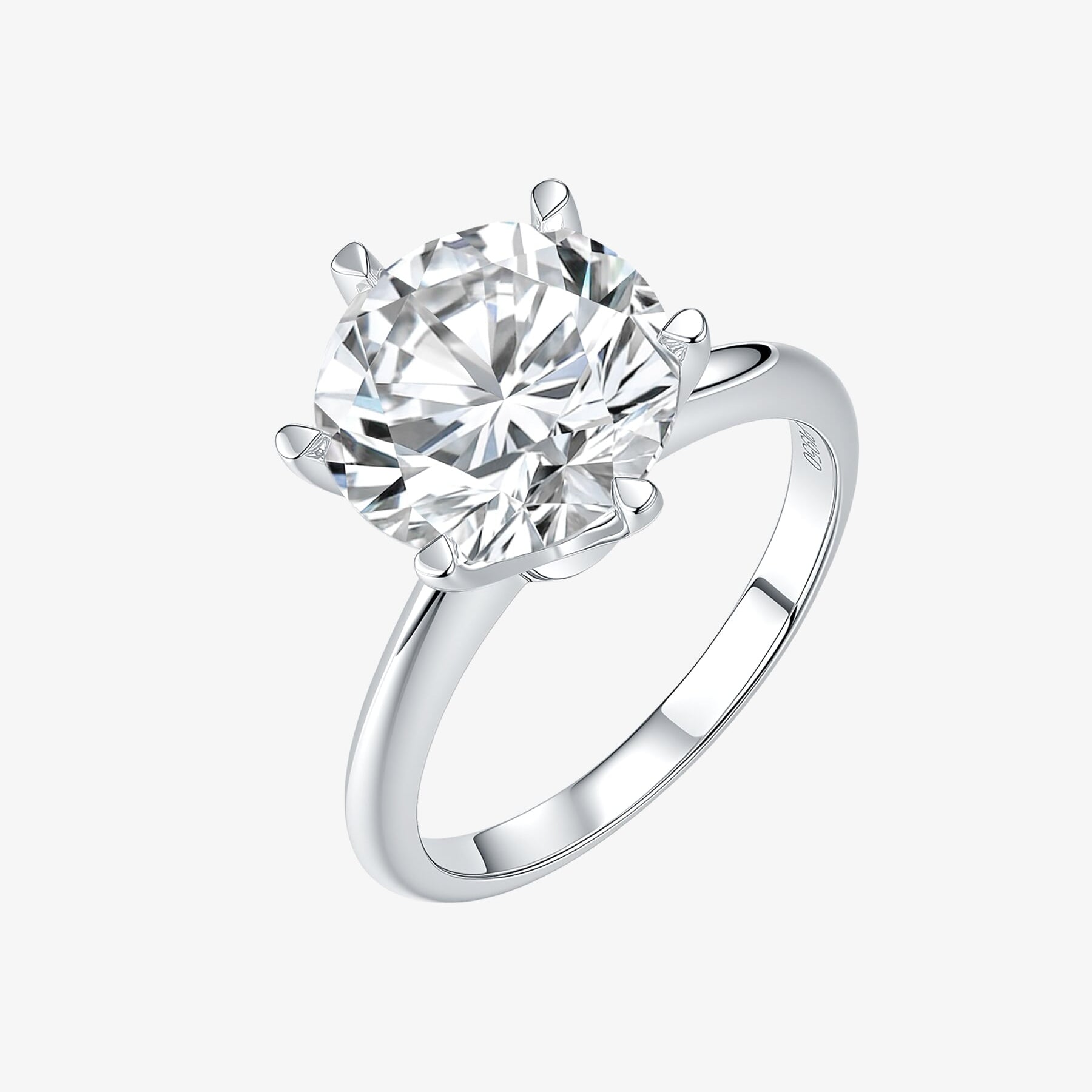Classic Six-Prong round lab-grown diamond engagement ring with an round center diamond in a polished solitaire setting