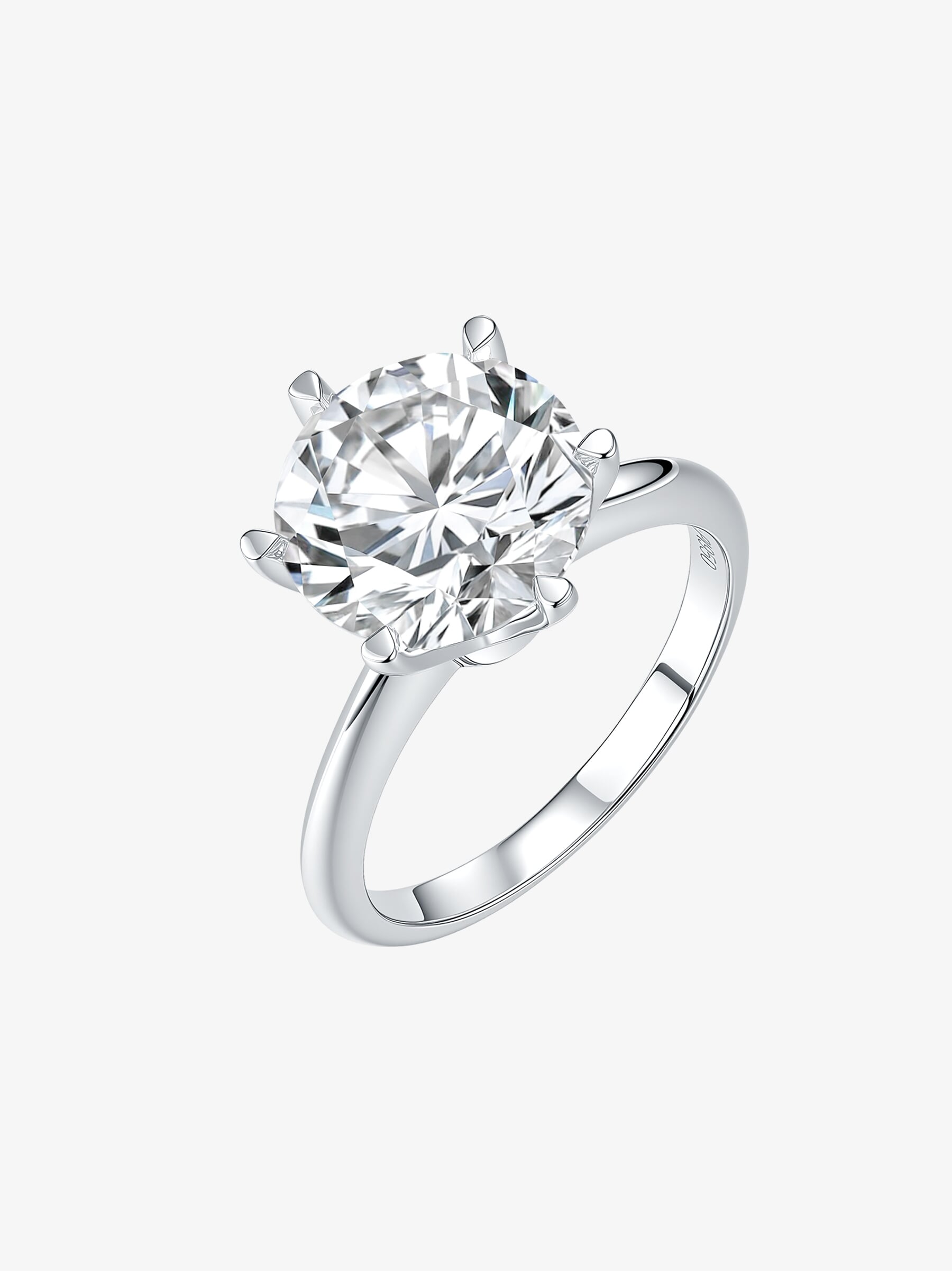 Classic Six-Prong round lab-grown diamond engagement ring with an round center diamond in a polished solitaire setting