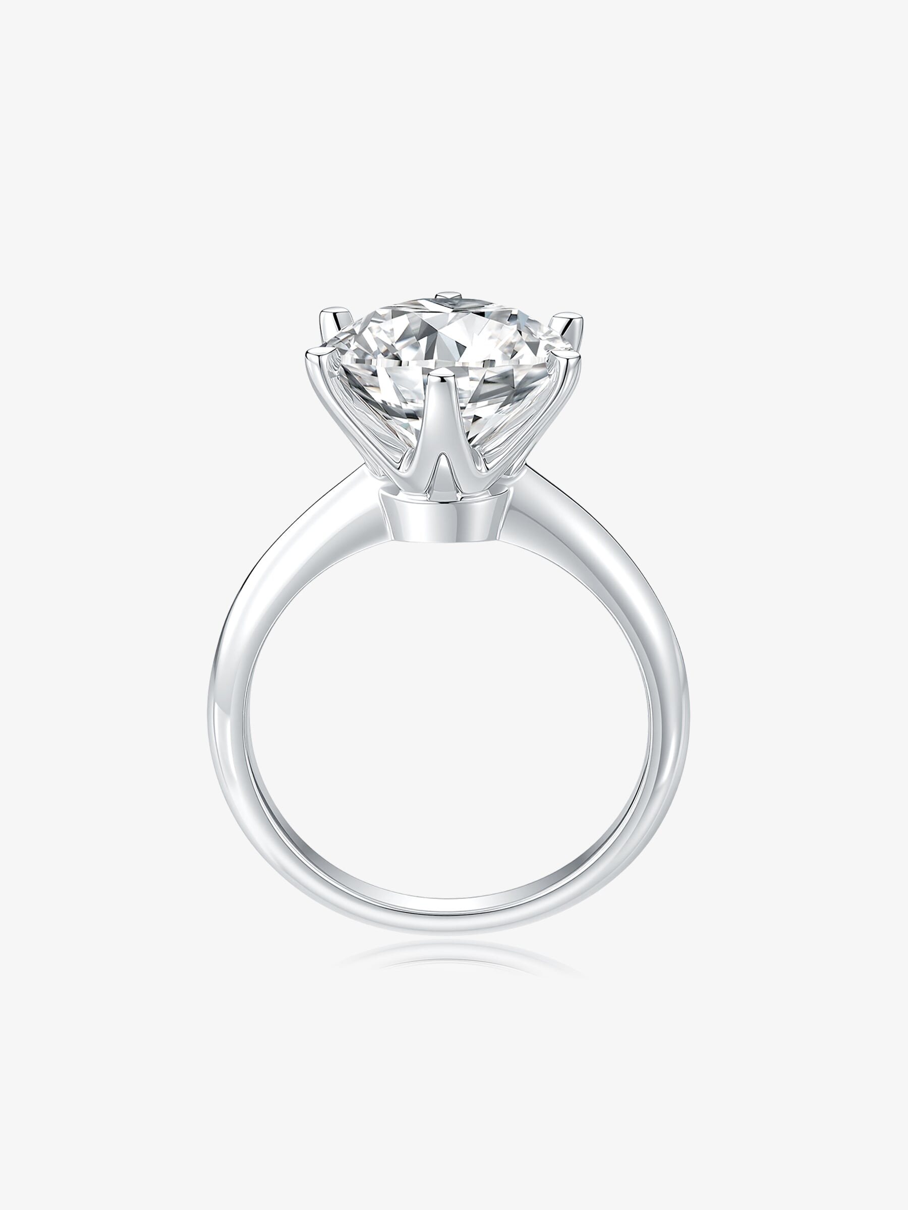Side view of the Classic Six-Prong round lab-grown diamond engagement ring showing the elevated six-prong setting