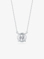 Back view of the Classic Solitaire round lab-grown diamond pendant necklace showing the four-prong setting