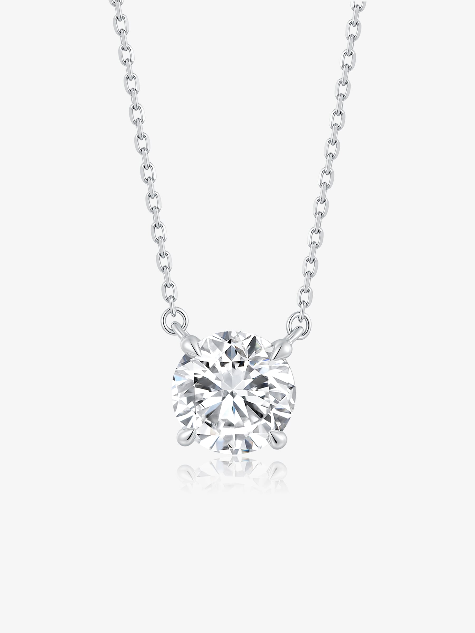 Classic Solitaire round lab-grown diamond pendant necklace with a round brilliant diamond in a four-prong setting