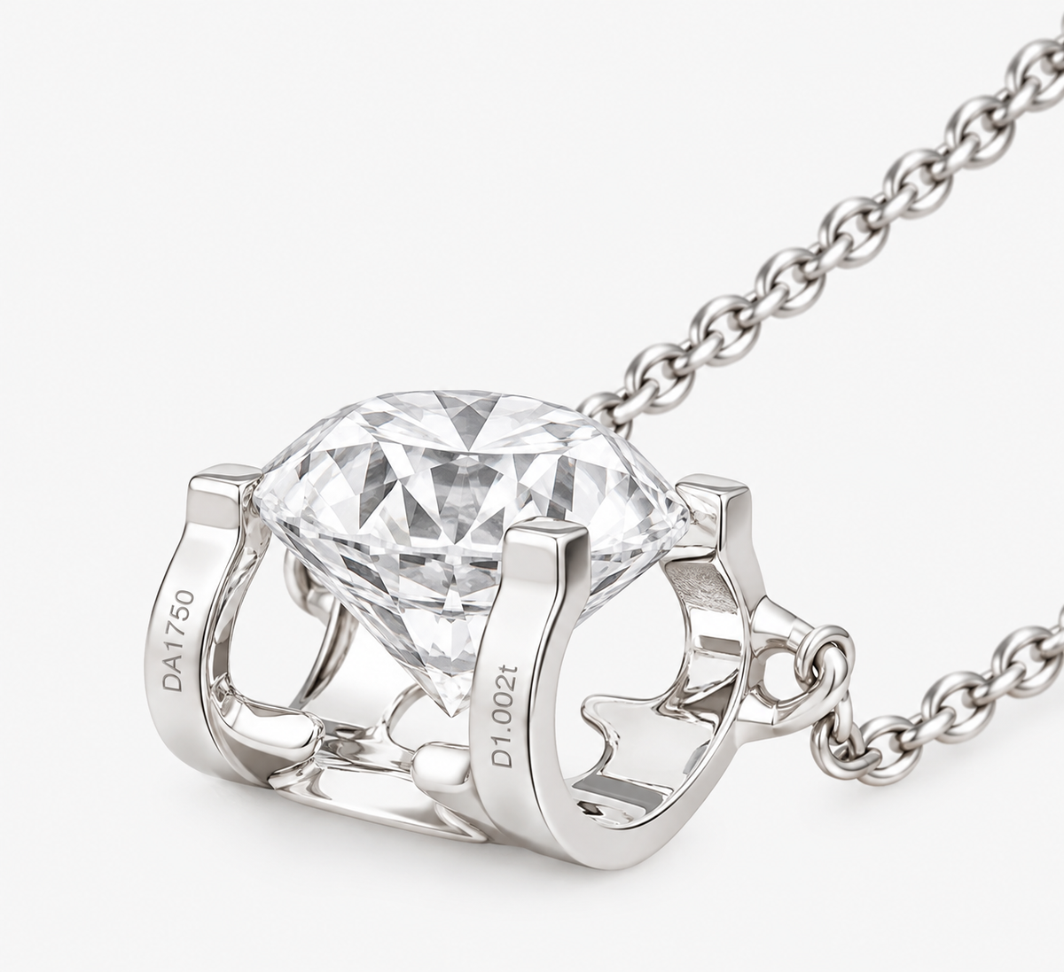Geometric Solitaire Round Lab-Grown Diamond Pendant Necklace