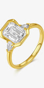 Emerald Heirloom Trio lab-grown diamond engagement ring with an emerald-cut center diamond and delicate side diamonds