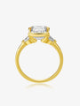 Side view of the Emerald Heirloom Trio lab-grown diamond engagement ring showing the sculpted bezel-style setting
