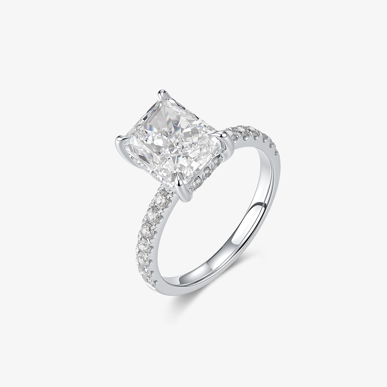Radiant Cut Pavé Lab-Grown Diamond Engagement Ring