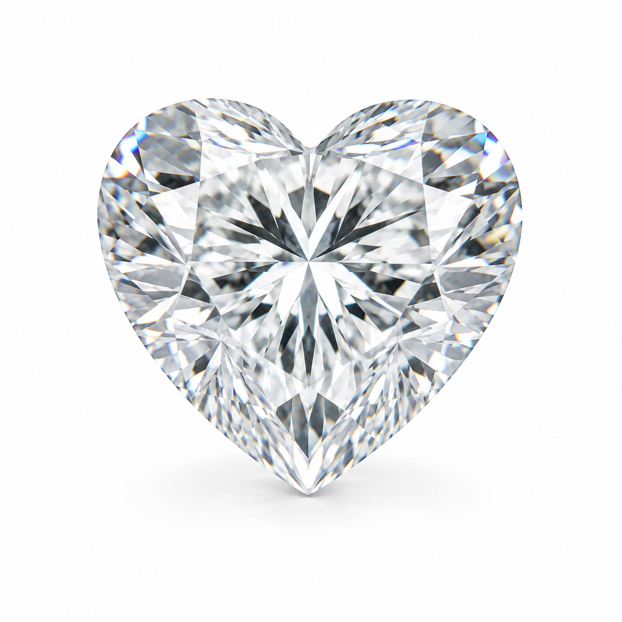 Heart cut loose lab-grown diamond on white background