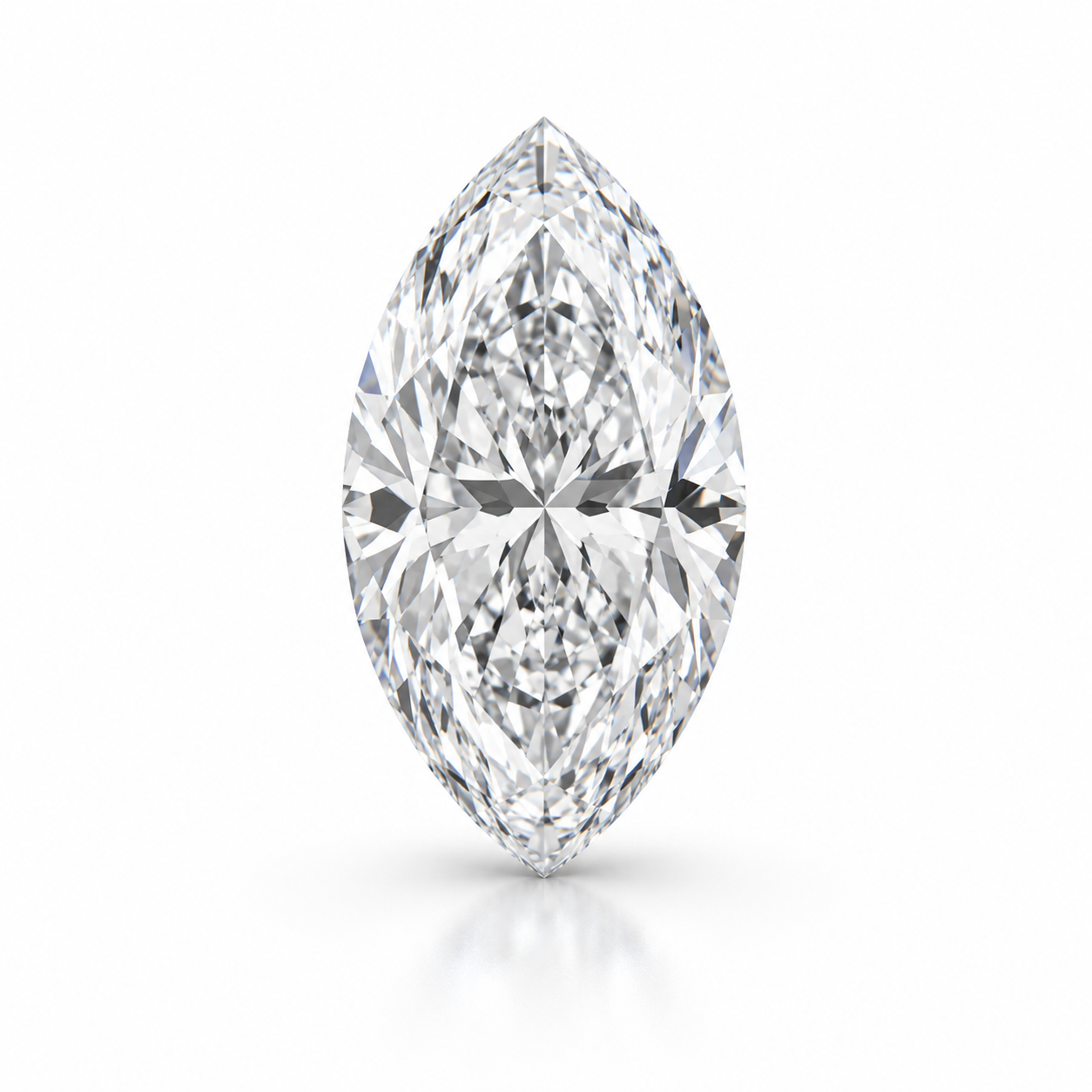 Marquise cut loose lab-grown diamond on white background