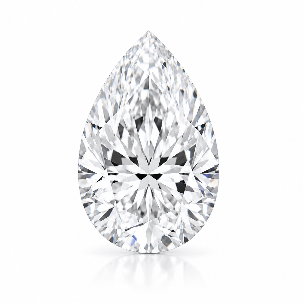 Pear cut loose lab-grown diamond on white background