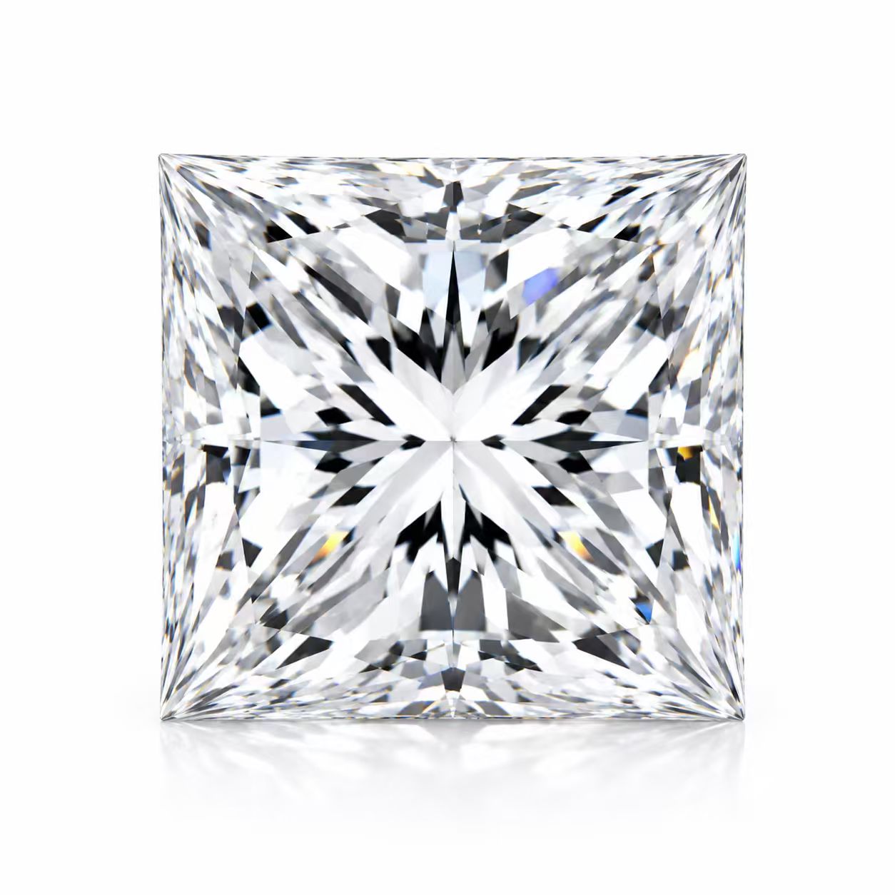 Princess cut loose lab-grown diamond on white background
