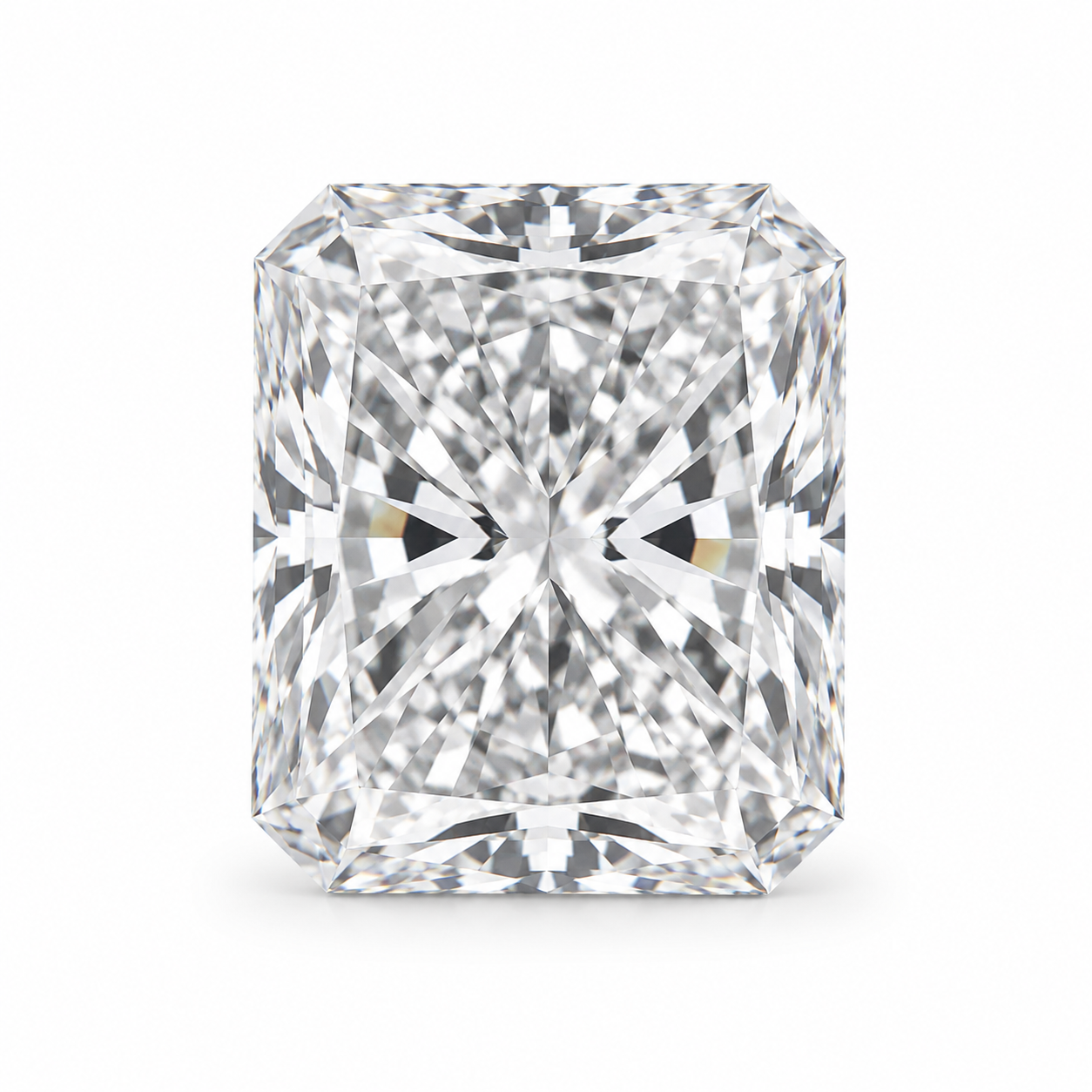 Radiant cut loose lab-grown diamond on white background