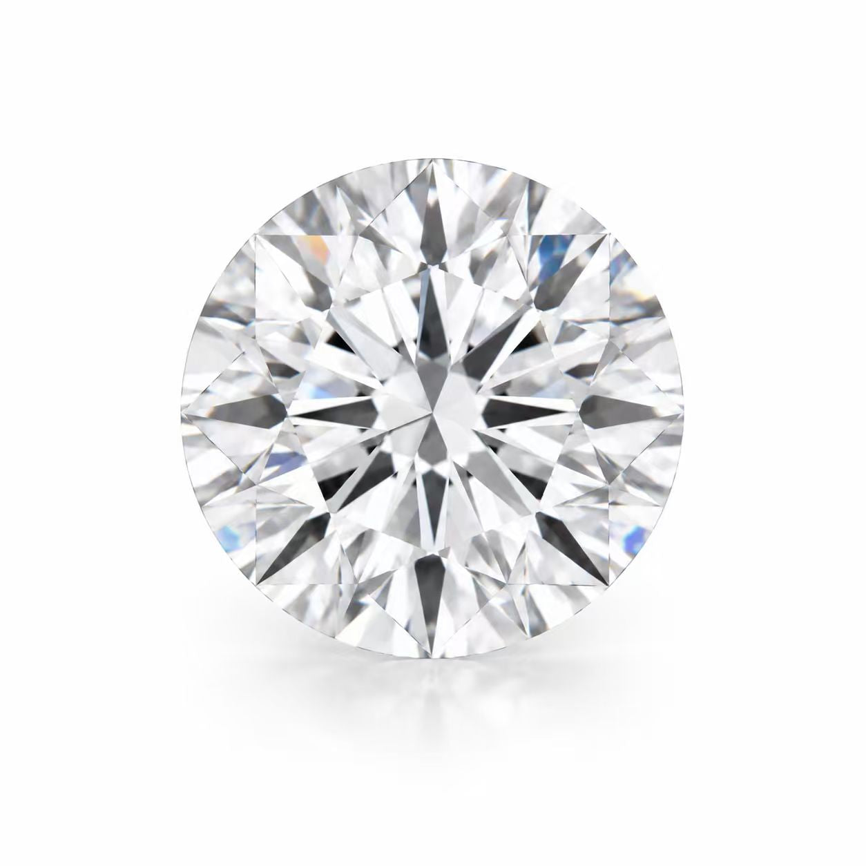 Round cut loose lab-grown diamond on white background