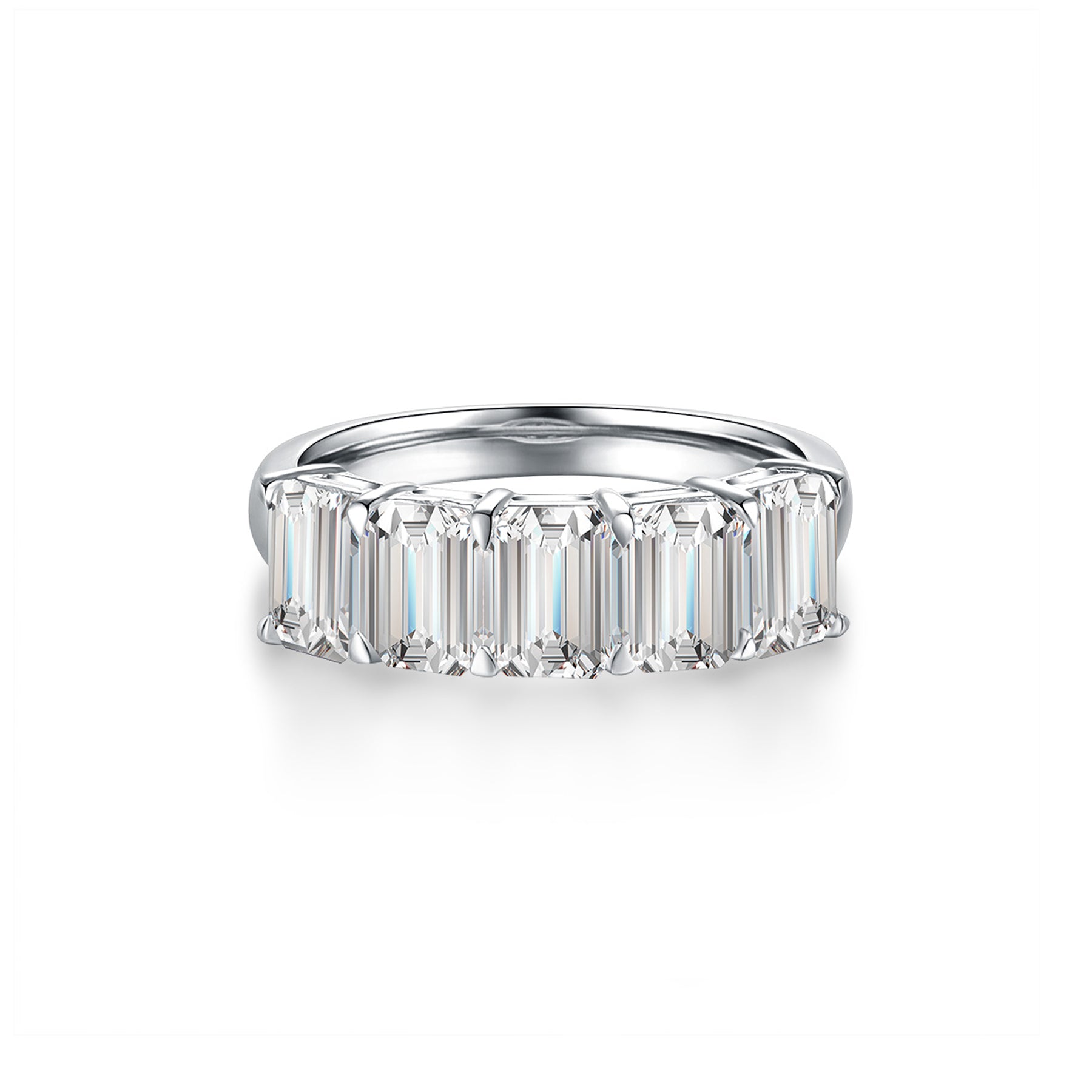 Luminous Five emerald cut lab-grown diamond band ring with five step-cut diamonds