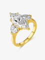 Marquise Grace Trio lab-grown diamond engagement ring with a marquise-cut center diamond and heart-shaped side stones in a warm gold setting