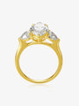 Side view of the Marquise Grace Trio lab-grown diamond engagement ring showing the marquise center diamond and heart-shaped side stones
