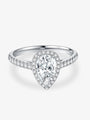 Front view of the Pear Halo lab-grown diamond engagement ring with a pear-cut center diamond and round diamond halo