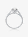 Side view of the Pear Halo lab-grown diamond engagement ring showing the raised halo setting and pavé band