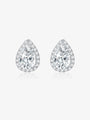 Pear Halo lab-grown diamond stud earrings with pear-cut center diamonds and delicate round diamond halos