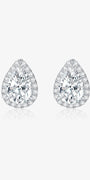 Pear Halo lab-grown diamond stud earrings with pear-cut center diamonds and delicate round diamond halos