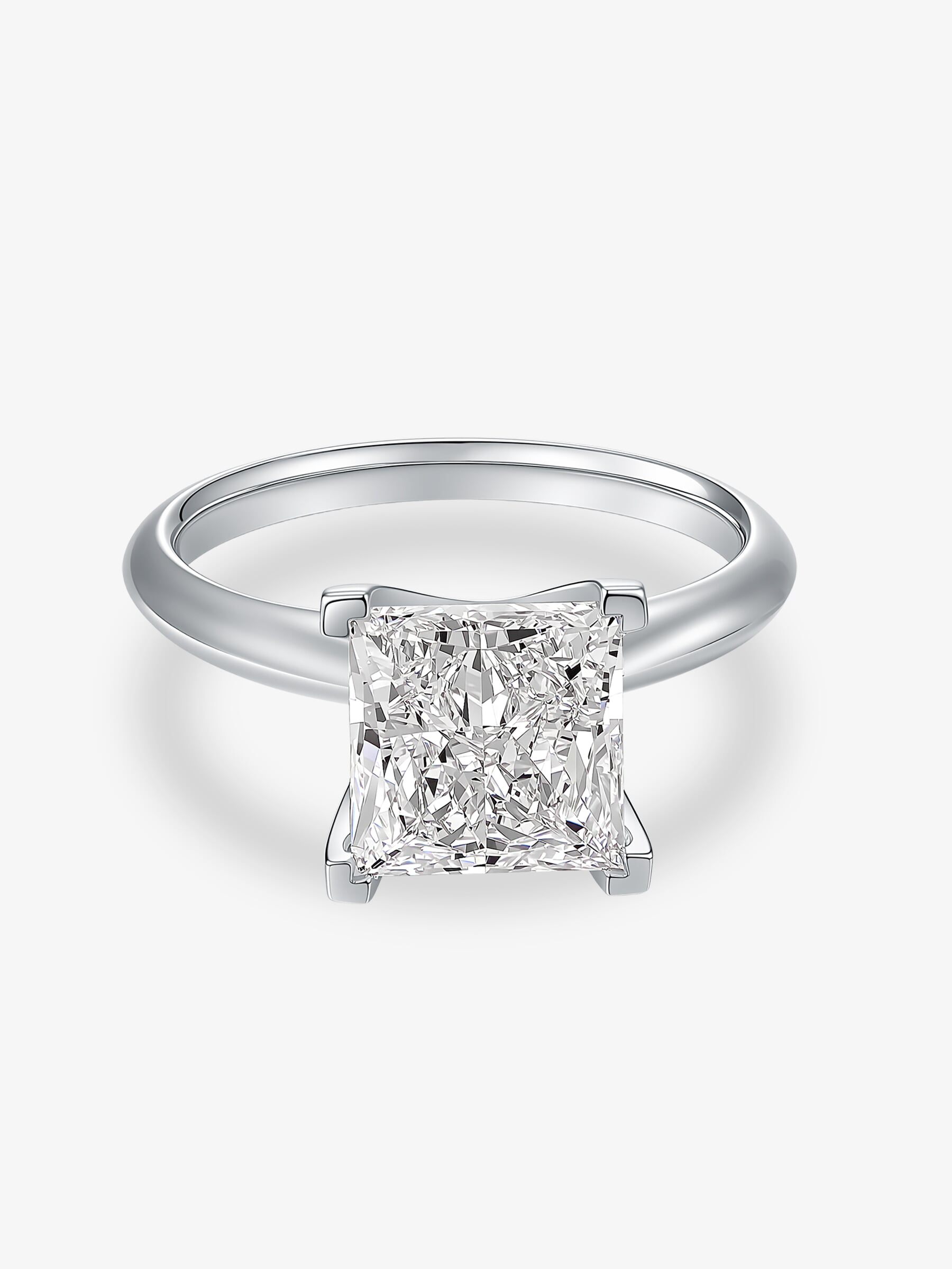 Front view of the Princess Cut Solitaire lab-grown diamond engagement ring with a square center diamond