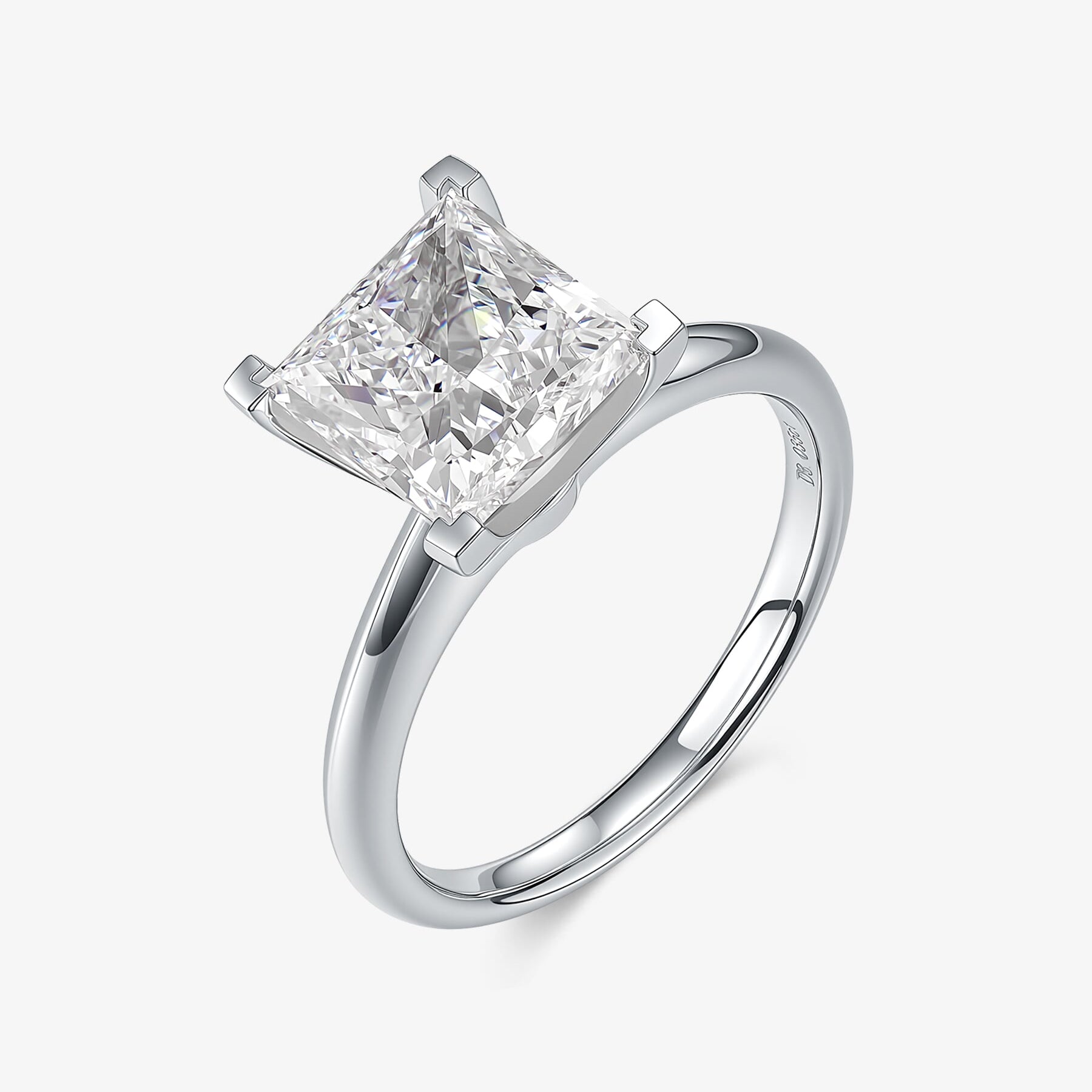 Princess Cut Solitaire lab-grown diamond engagement ring with a square center diamond in a polished four-prong setting