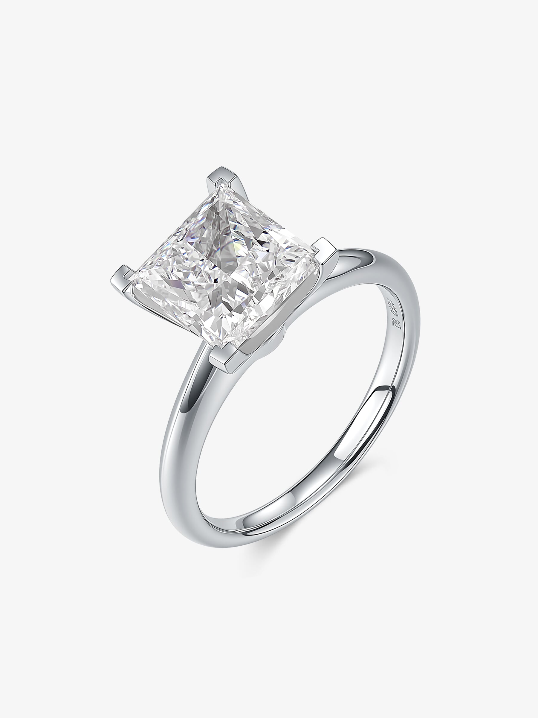 Princess Cut Solitaire lab-grown diamond engagement ring with a square center diamond in a polished four-prong setting