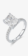 Radiant Cut Pavé lab-grown diamond engagement ring with a radiant-cut center diamond and delicate pavé band
