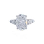 Detail view of the Soft Oval Trio lab-grown diamond engagement ring with an oval-cut center diamond
