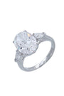 Soft Oval Trio lab-grown diamond engagement ring with an oval-cut center diamond and delicate side stones